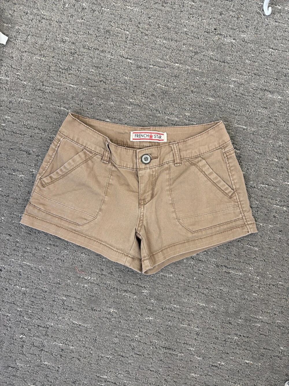 Vintage y2k khaki cargo low rise mini shorts